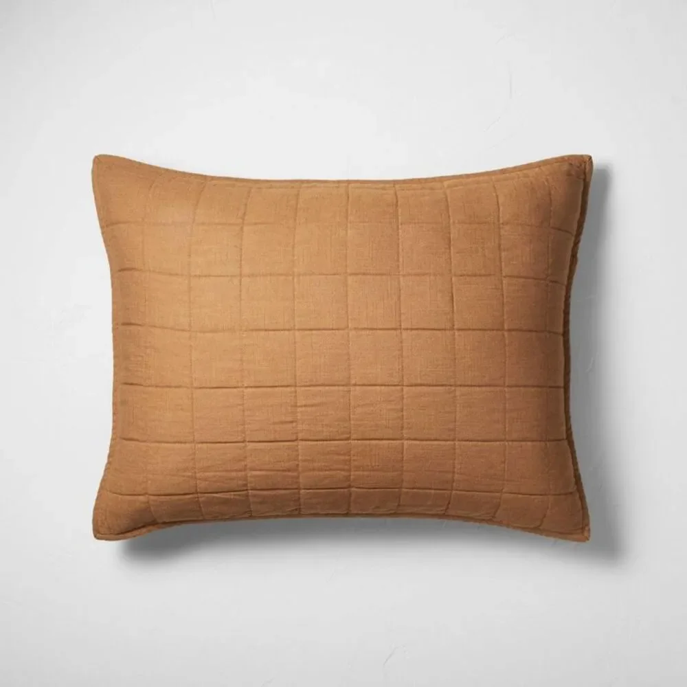 Casaluna Quilted Pillow Cover in Warm Brown set of 2.